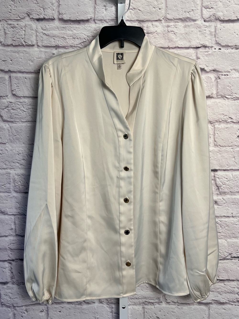 Anne Klein Collarless Button Down Blouse size XL